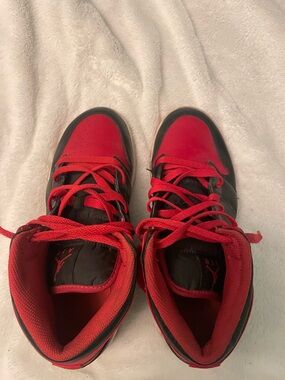 Jordan Red and Black High-Top Basketball Sneakers